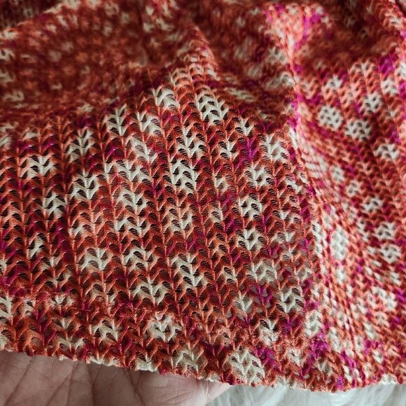 Ruby Rd Cardigan Women Size LARGE Orange Red‎ Mesh Lace Shrug Open Front Boho - Picture 11 of 13